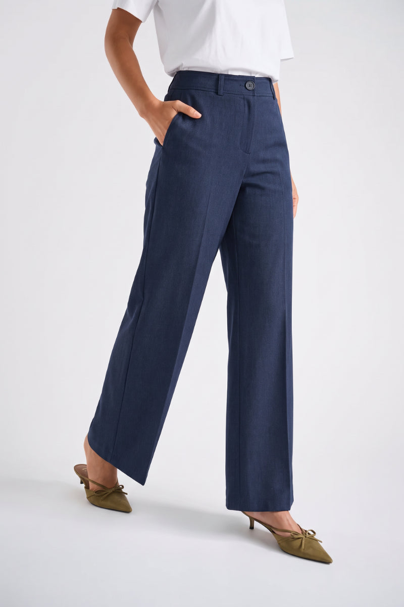 Pantalon long navy souple droit 