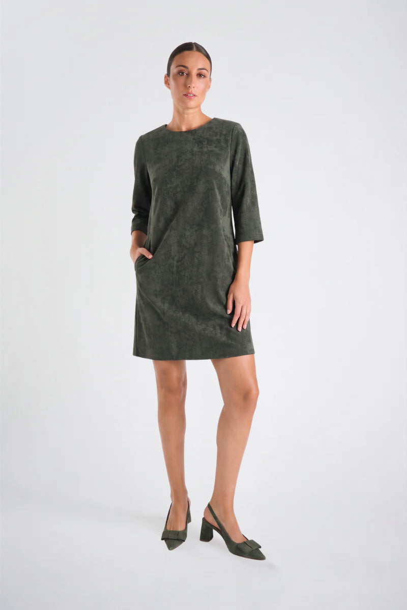 Robe-chasuble verte courte et droite velours