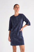 Korte rechte fluwelen navy jurk