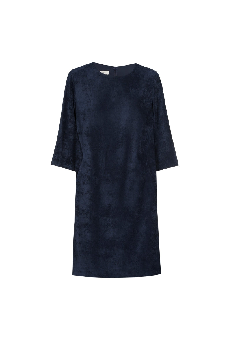 Korte rechte fluwelen navy jurk