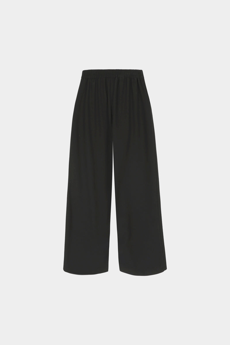 Pantalon large noir avec taille élastiquée au dos