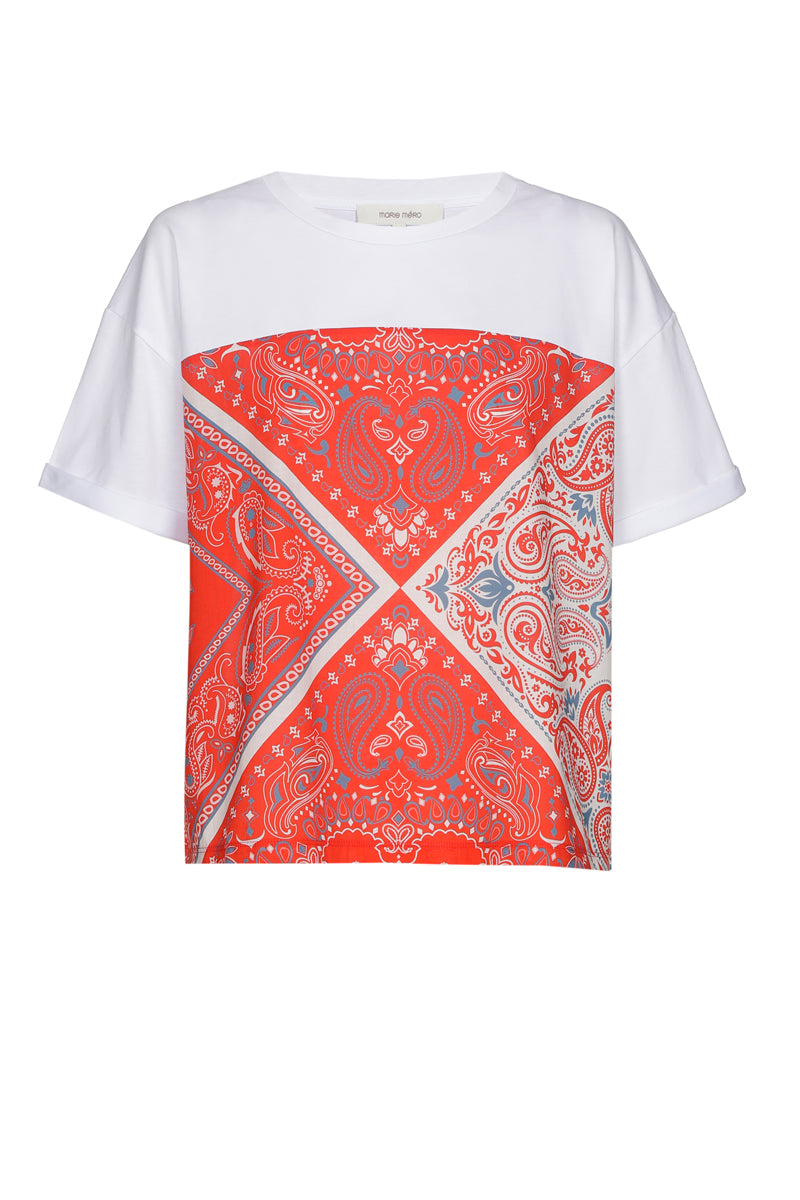 Boxy t-shirt met bandana motief