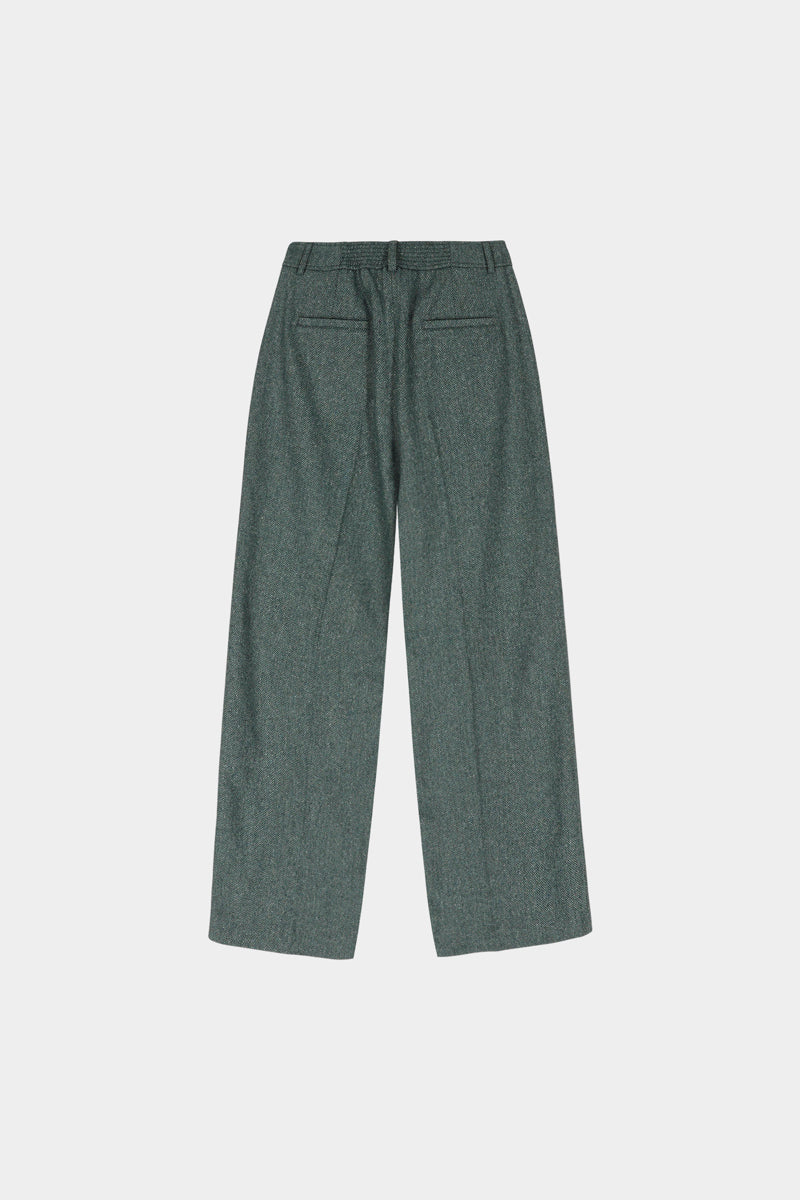 Rechte groene broek in wolmix