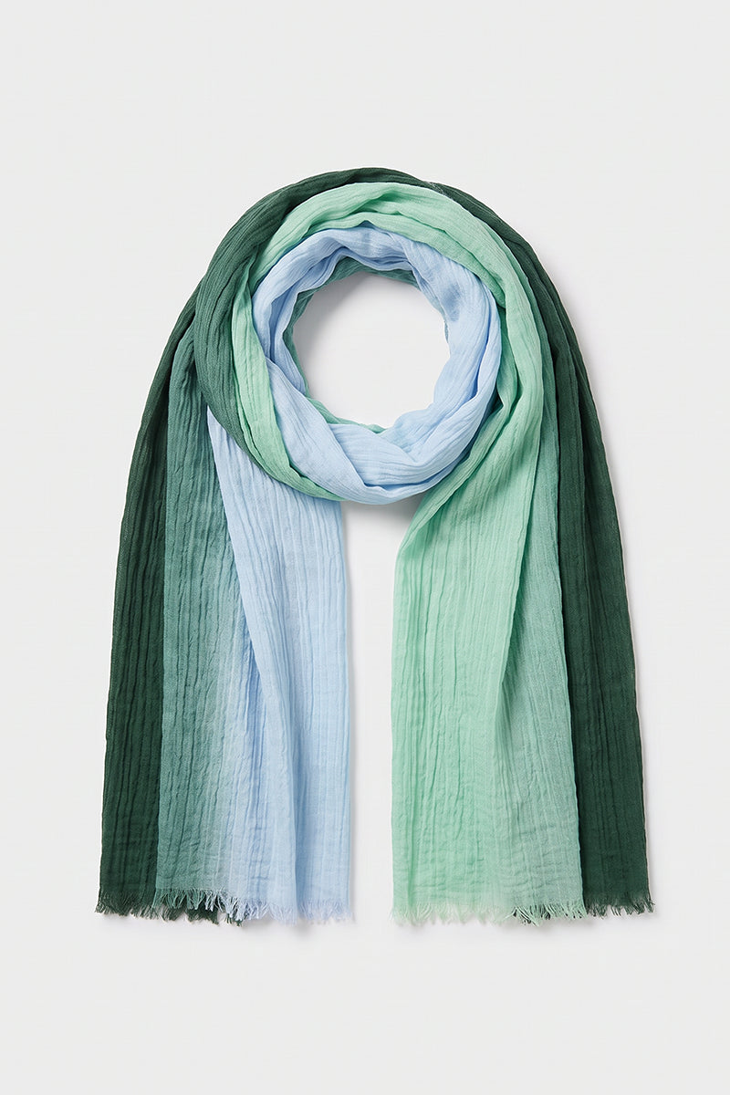 Écharpe vert-bleu en soie et coton