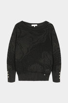 Joli pull noir à motif jacquard avec un effet chatoyant