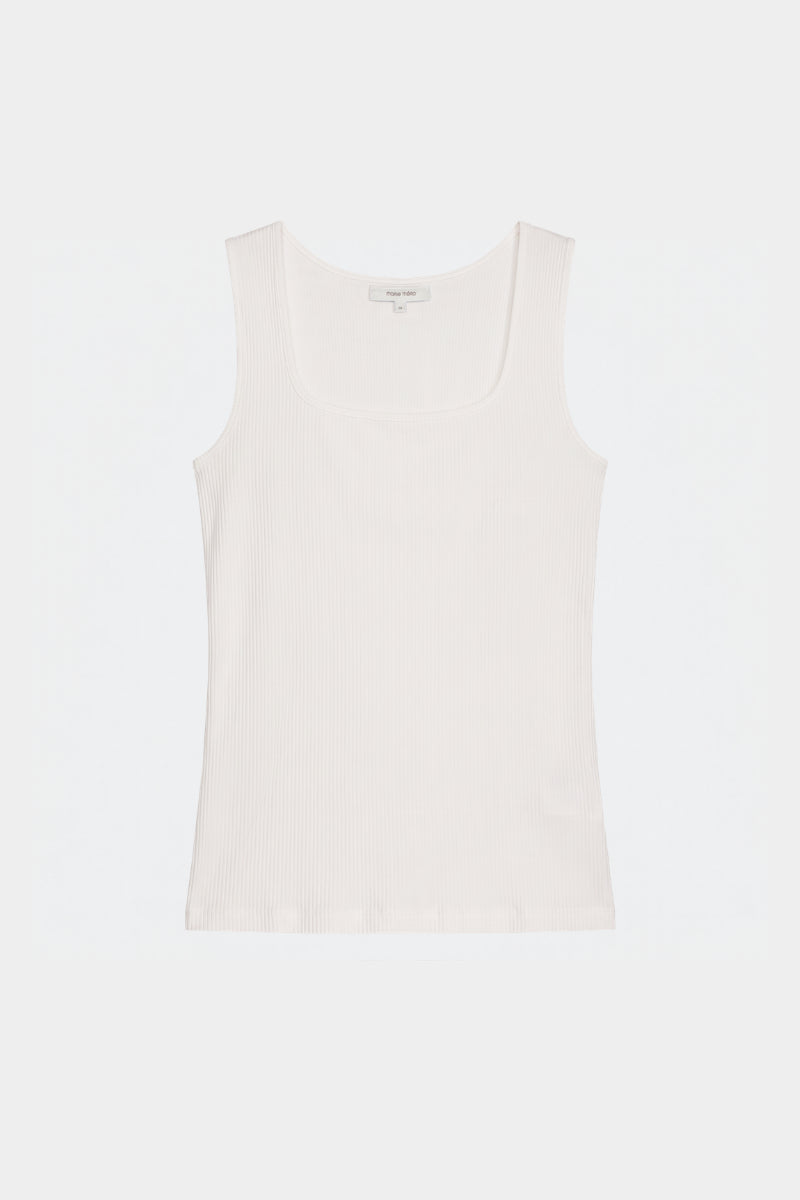 Basic ecru top met brede bandjes