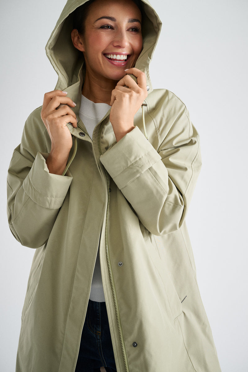 Kaki parka met kap