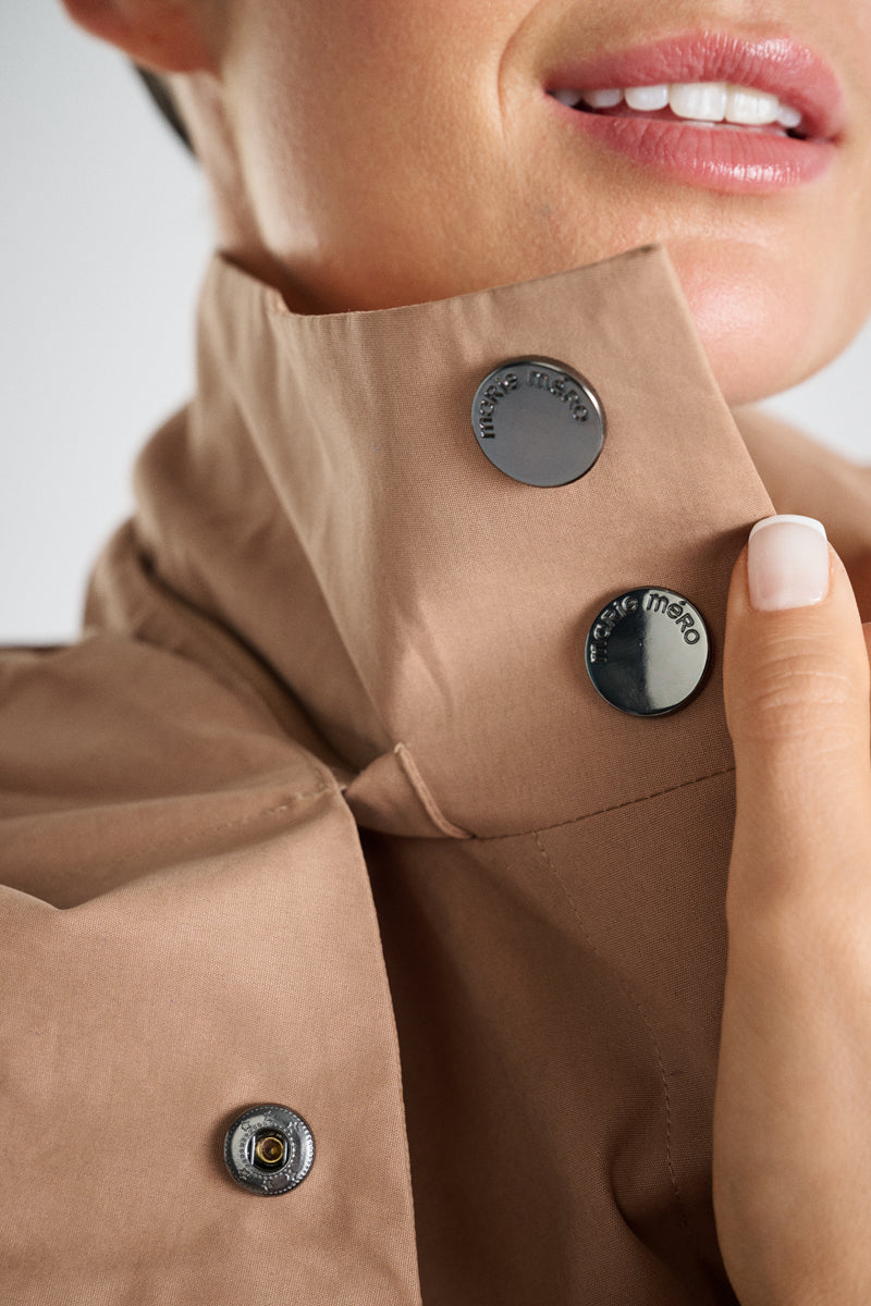 Veste mi-long doublée avec cape camel