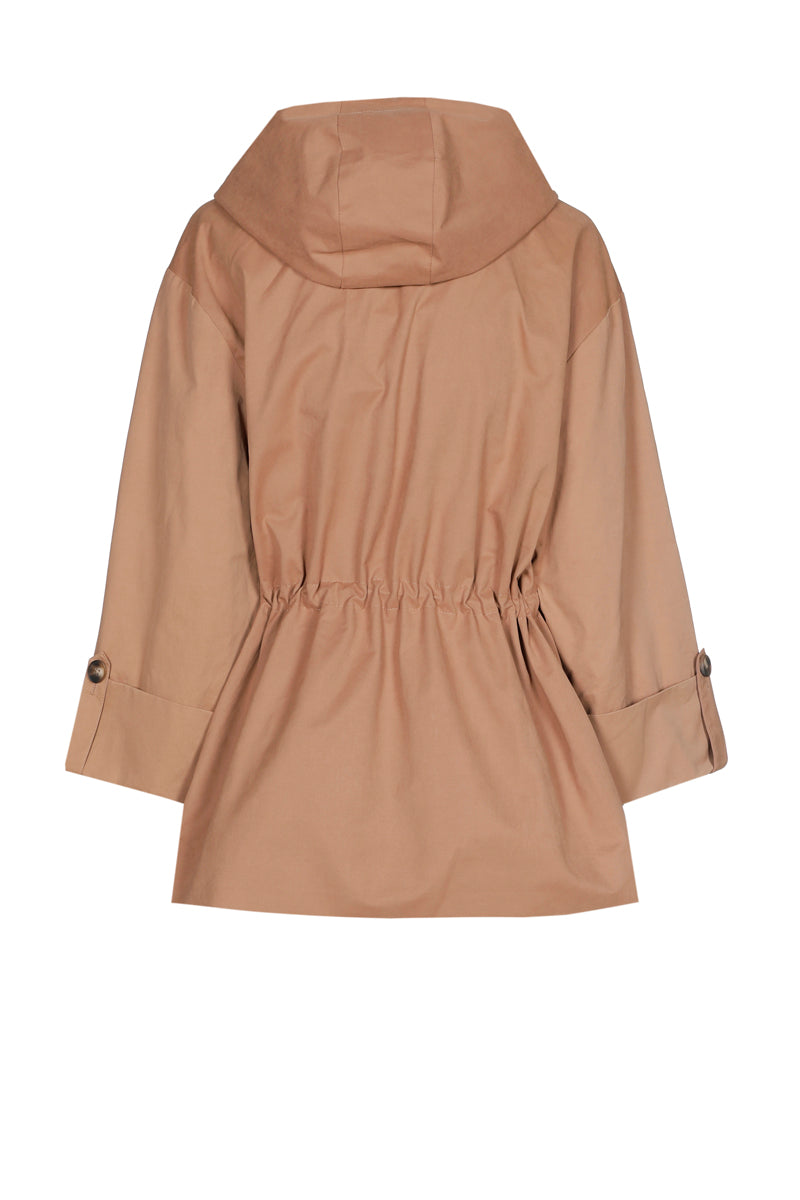 Veste mi-long doublée avec cape camel