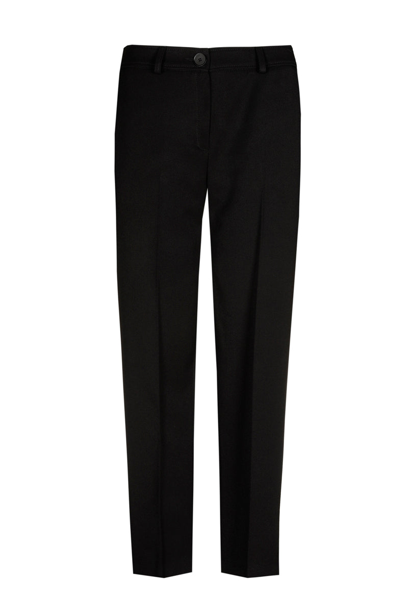 7/8 broek in zwart met rits vooraan en knoopsluiting