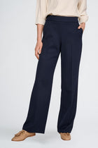 Wijde donkerblauwe broek met rits opzij