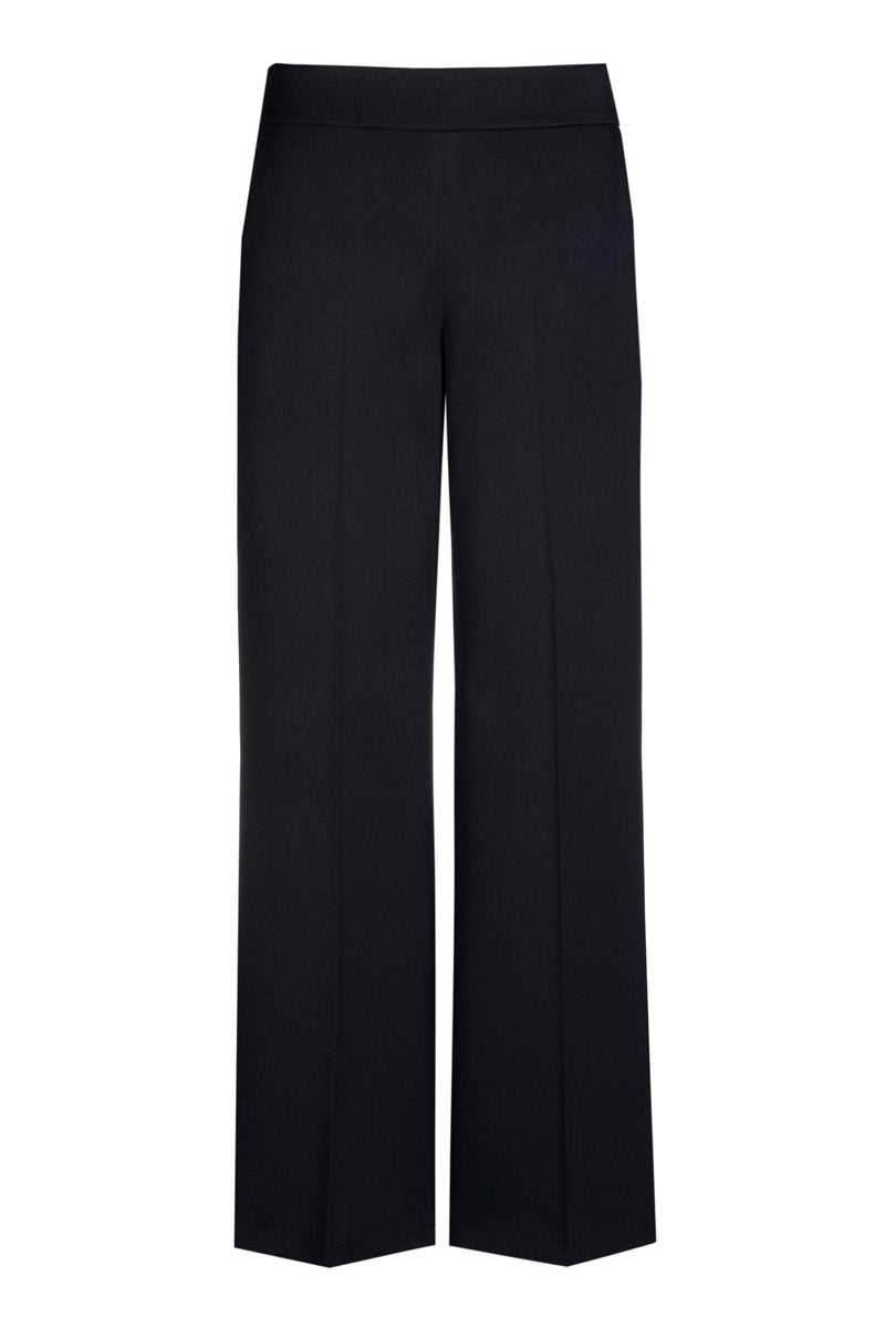 Wijde donkerblauwe broek met rits opzij