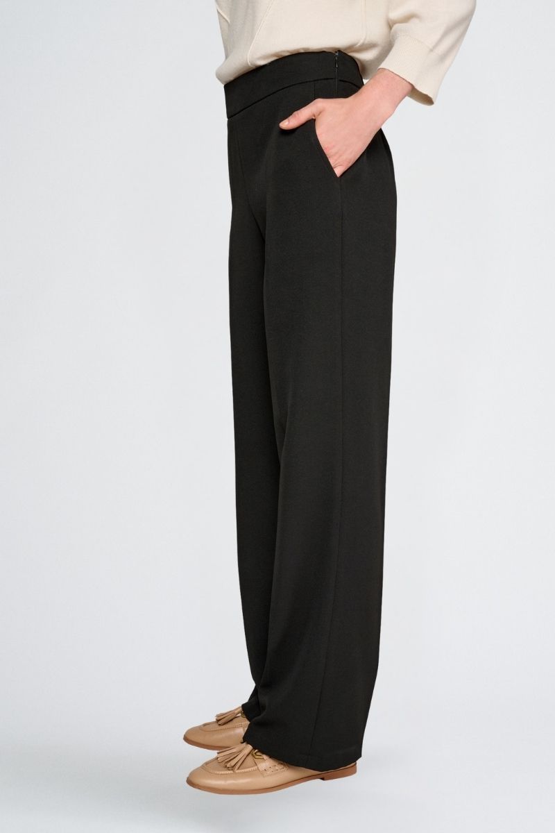 Wijde zwarte broek met rits opzij