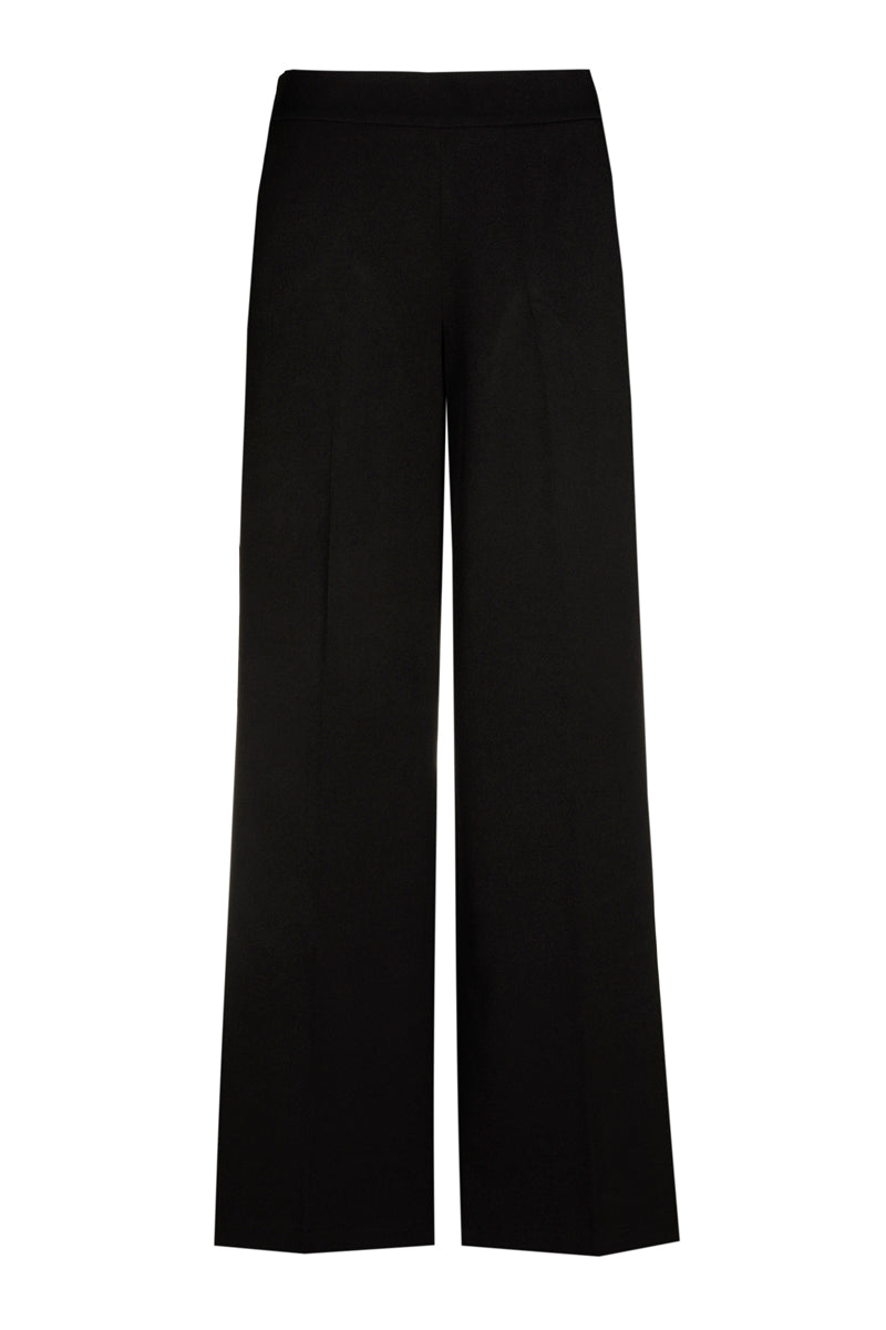 Wijde zwarte broek met rits opzij