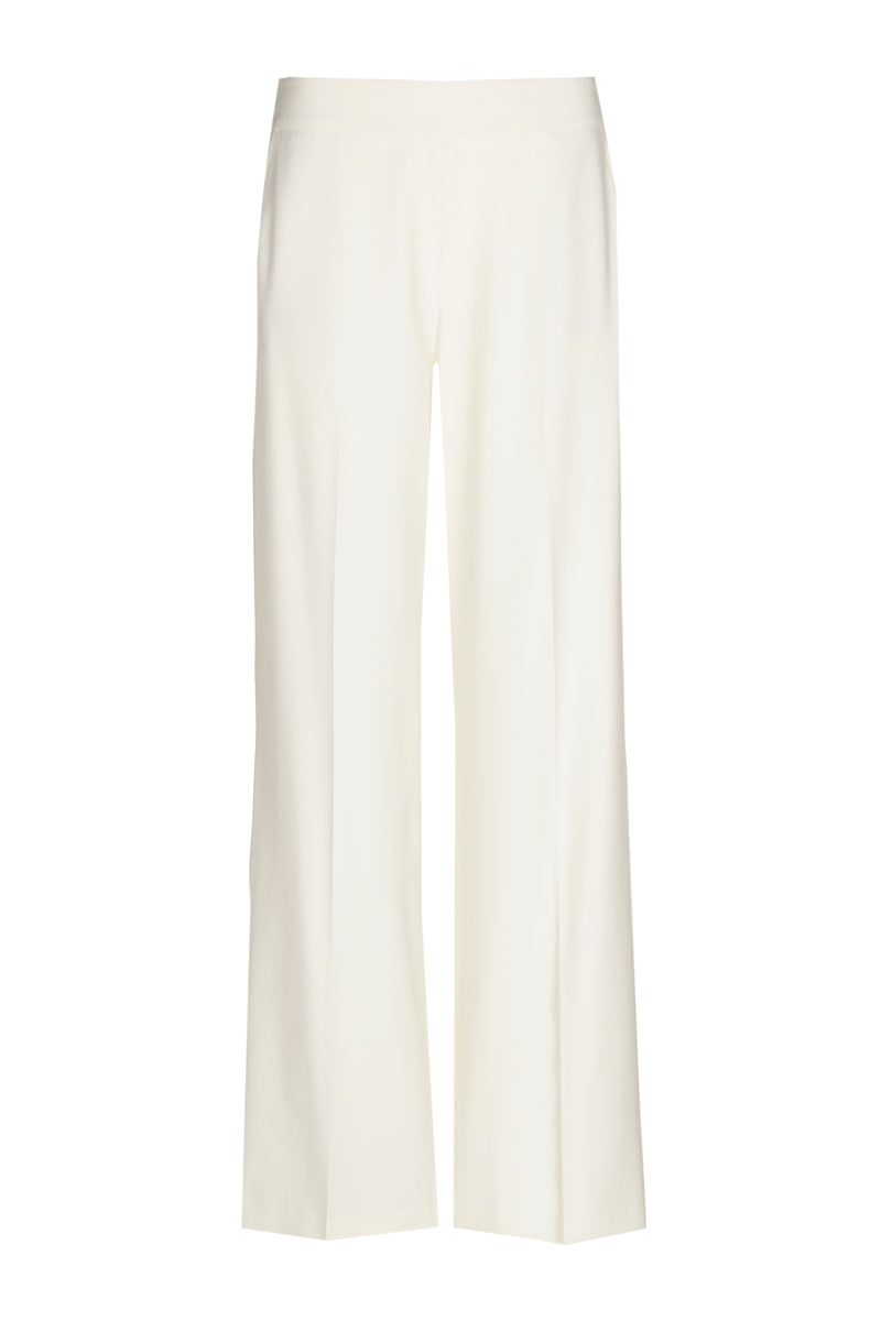 Wijde crèmekleurige broek met rits opzij